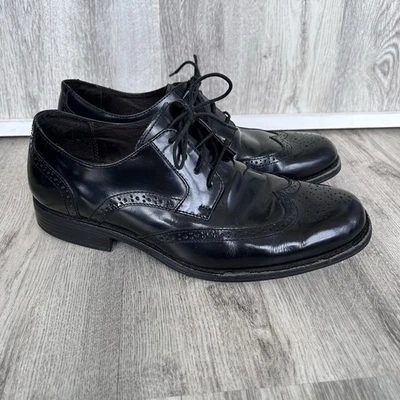 Johnston & Murphy Wingtip Leather Oxford 8.5MBlack Dress Shoes Brogue Old Money - Image 1 of 4