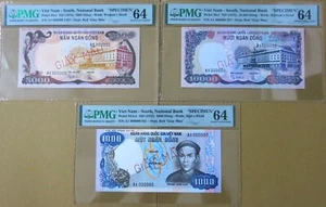 Vietnam 1975 Trio of Specimen 1000 - 5000 & 10,000 Dong P 34, 35 & 36s1 PMG 64 - Picture 1 of 14