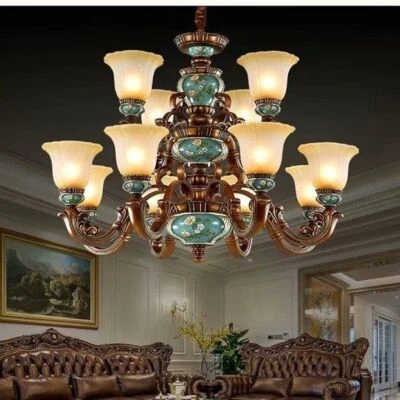 Europe-style Villa Living Room Chandelier Luxury Resin Pendant Lamp Retro Light - Image 1 of 4