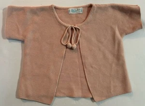 Feltman Brothers Blush Pink 100% Cotton Knit Open Front Tie Cardigan 12 Months - Picture 1 of 5