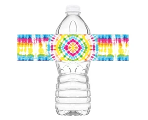 Tie Dye wasserdichte Flaschenetiketten - 20 Flaschenetiketten - Batik Party Deko  - Bild 1 von 2