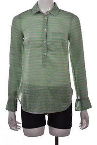 J Crew Damen Top Größe 00 Grün Grau Gestreift Tunika Langarm Bluse Shirt - Bild 1 von 4