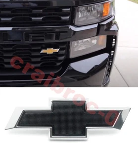 Front Small Black Chrome Bowtie for 2019-2023 Chevy Silverado 1500 2500HD 3500HD - Picture 1 of 6