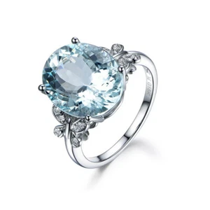 Charming Schmuck Clear Blue Aquamarin Ring Frauen Verlobungsringe Geschenke Mode - Picture 1 of 14