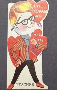 Tarjeta de San Valentín de colección troquelada cabeza de huevo niño a maestro sin usar - Imagen 1 de 3