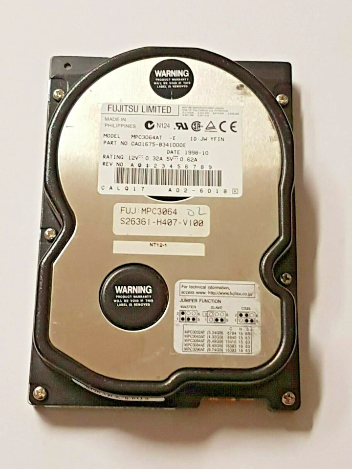 6.4 GB Ide Fujitsu MPC3064AT HDD Ata 5400RPM 256KB 3,5 " Internal Hard Drive - Image 1 of 1