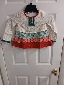 Matilda Jane Dress Girls White Red Christmas Tree Print Layered Size 4 G26-56 - Picture 1 of 3