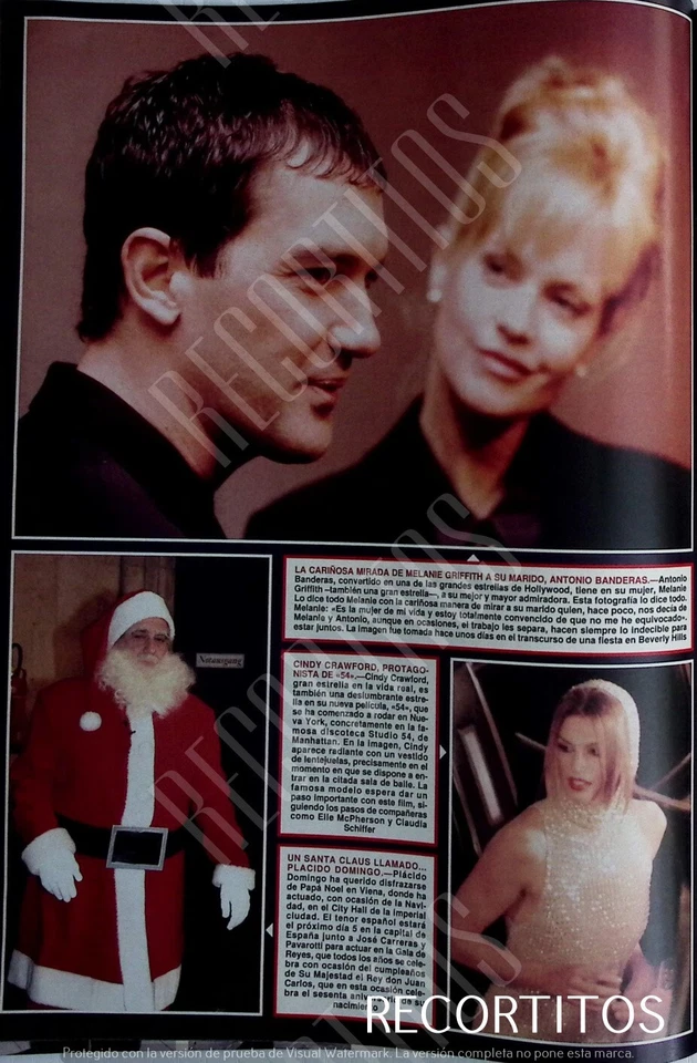 recorte H 2787 ANTONIO BANDERAS MELANIE GRIFFITH CINDY CRAWFORD PLÁCIDO DOMINGO Foto 1 de 1