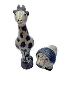 Vintage Handarbeit Keramik Keramik Löwe und Giraffe Deko Figuren - Bild 1 von 21
