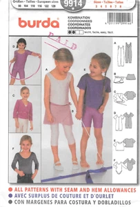 Uncut Burda Sewing Pattern 9914 Girls Ballet Gym Leotard Unitard Skirt Size: 3-8 - Picture 1 of 2