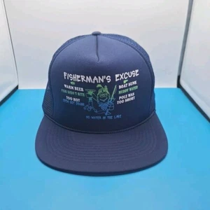 De colección Divertido Sombrero de Camionero de Pesca Gorra Malla Snapback Azul Marino - Excusa de Pescador - Imagen 1 de 7