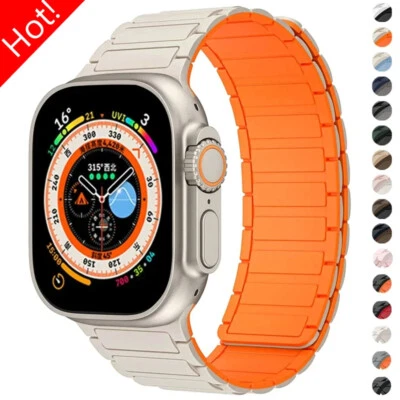 Pulseira magnética para Apple Watch Ultra3 pulseira 11 10 9 8 7 6 5 4 pulseira de silicone - Imagem 1 de 4