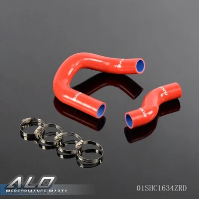 Fit For 68-73 Nissan Datsun 510 KA24-DE Silicone Radiator Hose+Clamps Kit Red - Image 1 of 4