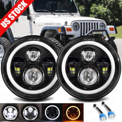 Proyector DRL faros LED halo de 7 pulgadas para Jeep Wrangler JK LJ TJ CJ 1997-2018 Foto 1 de 4