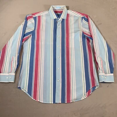 J. McLaughlin Shirt Mens Large Multicolor Button Up Long Sleeve Vertical Striped - Image 1 of 4