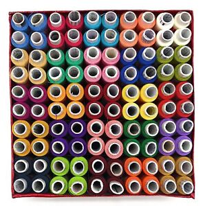 100 Pcs Set Assorted Color Polyester Thread Spool Spun Sewing Supplies Quilting