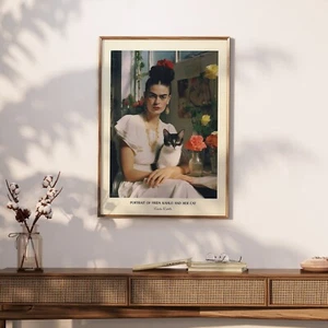 Frida Kahlo Photo and Cat Polaroid Print, Frida Khalo, Frida, Mexican Art - Picture 1 of 8