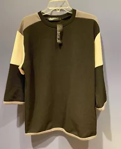 Large Sweatshirt Pullover, Black White, Color Block Polyester, NWT Easy Care - Picture 1 of 3