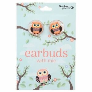 Gabba Goods Owl Earbuds With Mic wired in Happy NIGHTOWL NIB