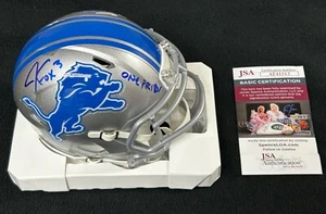 Mini Casco Jack Fox Firmado e Inscrito de los Detroit Lions Certificado de Autenticidad JSA - Imagen 1 de 5