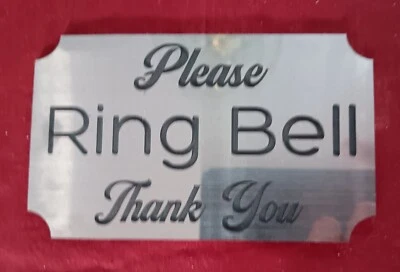 RING BELL Engraved Plaque Home Door Business 3x5 YOU CHOOSE COLOR - Image 1 of 2