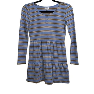 NEW NWT Love, Fire Blue & Gold Stripe Henley Dress SIZE GIRLS MEDIUM - Picture 1 of 6