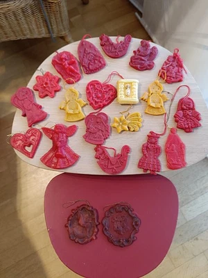 21 Wachsmodeln Wachsbilder Rot Und Gelb Weihnachtsdekoration Christbaumschmuck - Bild 1 von 4