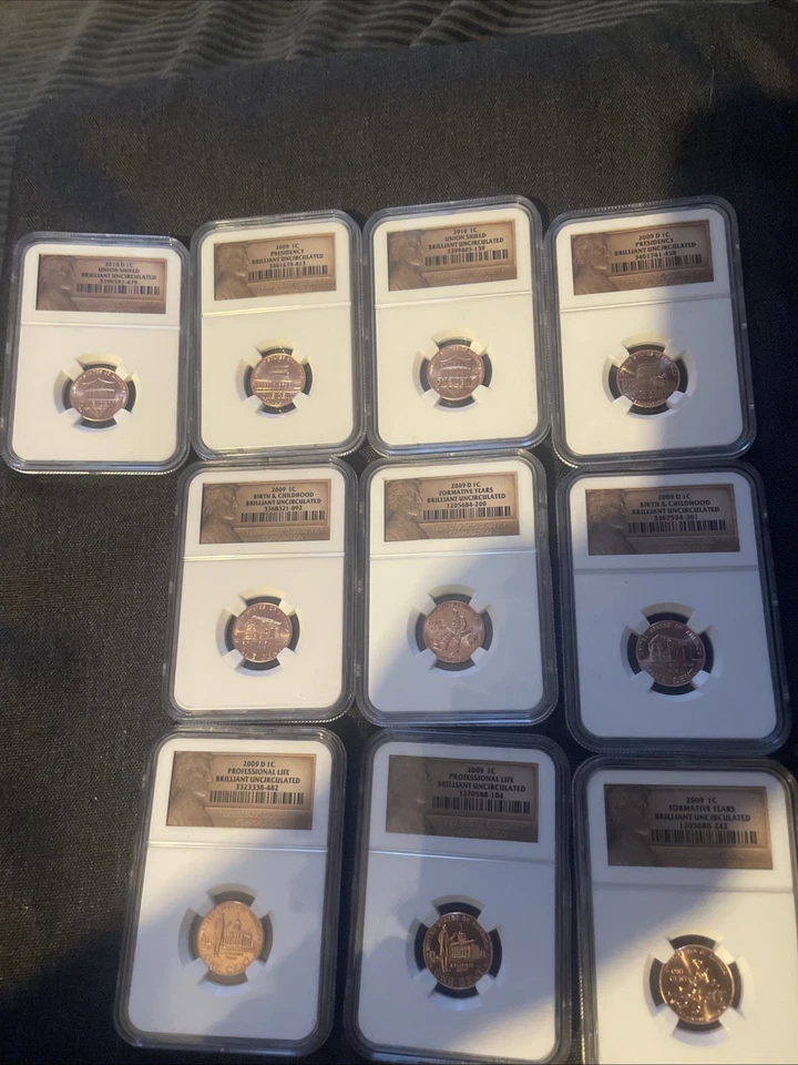 10 U.s Uncirculated Lincoln Memorial Pennies NGC Grad of Ms 69. BU. - Image 1 of 4