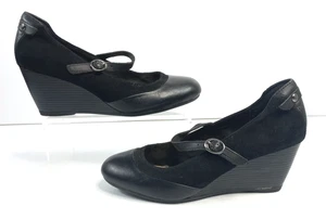 Hush Puppies Black UK 4 Wide Fitting Mary Jane Wedge Shoes School Work - Picture 1 of 6