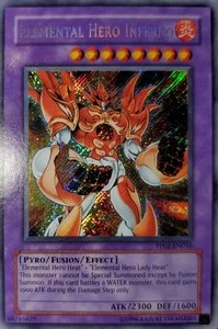 Yugioh 2008 Elemental Hero Inferno SCR Full Holo Bleed 🩸 PP02-EN010 casi como nuevo - Imagen 1 de 2