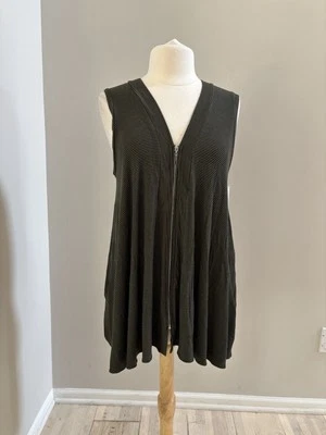 Удобный США туника верхний женщин M зеленый черный эластичной Джерси полный молнии Flowy EUC - Изображение 1 из 4