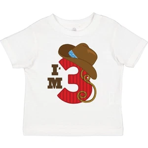 Inktastic Cowboy 3rd Birthday I'm Three Toddler T-Shirt Third Hat Western Lasso - Picture 1 of 11