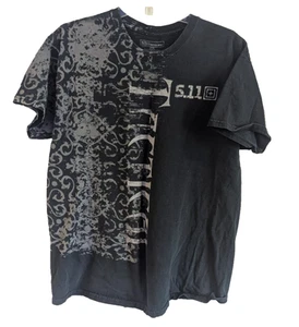 Camiseta táctica de manga corta 5.11 negra grande campamento militar por todas partes Prin - Imagen 1 de 3