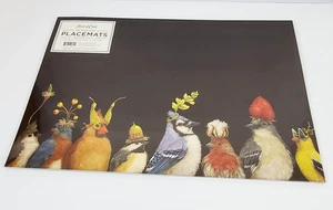 Hester & Cook Papier Tischsets "Backyard Party" Block mit 30 Vögeln Hüten Neu & Versiegelt - Bild 1 von 7