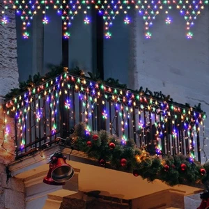Christmas Fairy Lights LED Icicle Waterfall Connectable Outdoor Xmas Home Decor - Picture 1 of 22