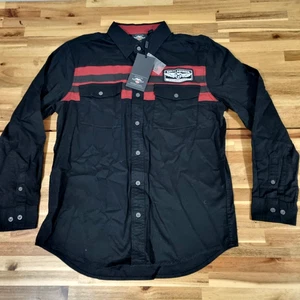Camisa de motocicleta Harley Davidson negra abotonada manga larga hombre talla L nueva con etiquetas - Imagen 1 de 13