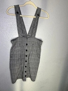 Forever 21 Plaid overalls mini dress size SMALL 100% cotton - Picture 1 of 6