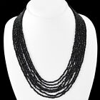 BEST EVER 230.00 CTS NATURAL 7 LINE RICH BLACK SPINEL FACETED BEADS NECKLACE