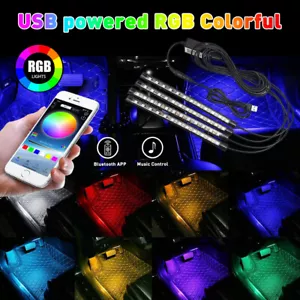 4x Car RGB Phone App Control LED Interior happy Light Kit for Chevrolet Ford GMC - Picture 1 of 12