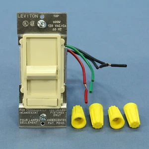 Leviton Almond Decora LIGHTED 3-Way Slide Dimmer Switch Incandescent 6633-PA - Picture 1 of 8