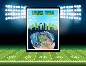LUMEN STADIUM SEATTLE SEAHAWKS FAN MANCAVE POSTER PRINT GIFT NFL - Picture 1 of 11