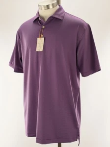 PETER MILLAR Pomegranate Striped Jubilee Performance Jersey Polo Shirt LARGE NWT - Picture 1 of 2