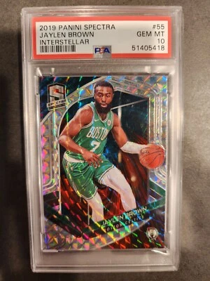 2019-20 Spectra Interstellar #55 Jaylen Brown PSA 10 Gem Mint 33/49 - Image 1 of 3