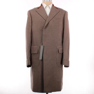 Abrigo largo Boglioli nuevo con etiquetas 100 % lana talla 50R EE. UU. mediano en marrón claro/cuello oxidado Foto 1 de 4