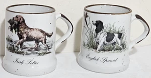 Juego de 2 tazas de café moteadas vintage English Spaniel Irish Setter Pheasan Hunt - Imagen 1 de 6