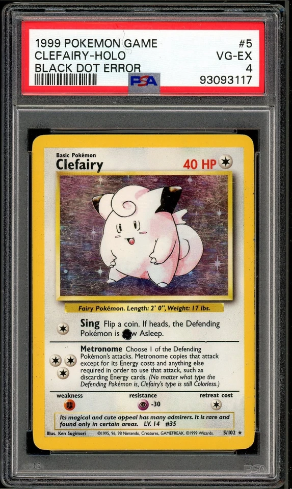 PSA 4 Base Set Unlimited Clefairy Holo 5/102 INK DOT ERROR Pokemon Cards 1999🔥 - Image 1 of 2