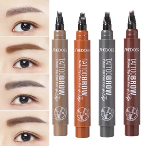 Waterproof Tattoo Eyebrow Ink Pen Long Lasting Eye Brow Pencil Fork Natural Girl - Picture 1 of 16