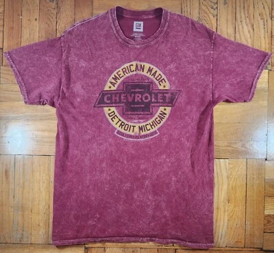 General Motors Men's T-Shirt Sz M Red Wash Chevrolet American Made Short Sleeve - Изображение 1 из 4