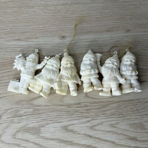 White Gnome Vintage Christmas ornaments Lot Of 6 Plastic Made In Hong Kong - Picture 1 of 9