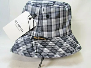 Ben Sherman Men's Bucket Hat BS4203 Black Gray White Plaid Reversible L/XL - Picture 1 of 4